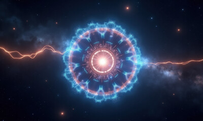 Obraz premium Cosmic Portal: Energy Burst in Space - Cosmic/Space Exploration