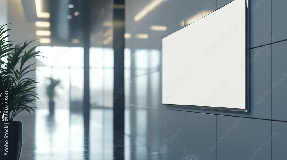 Poster a close-up of a sleek office signboard with an empty space for logo customization