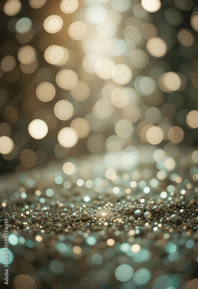 Poster sparkling light bokeh background with glittering particles for festive occasions