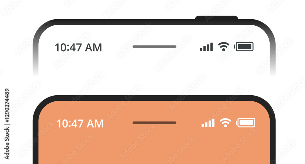 Wall mural status bar mobile cell phone icons vector graphic illustration set, smartphone cellphone ui ux inter