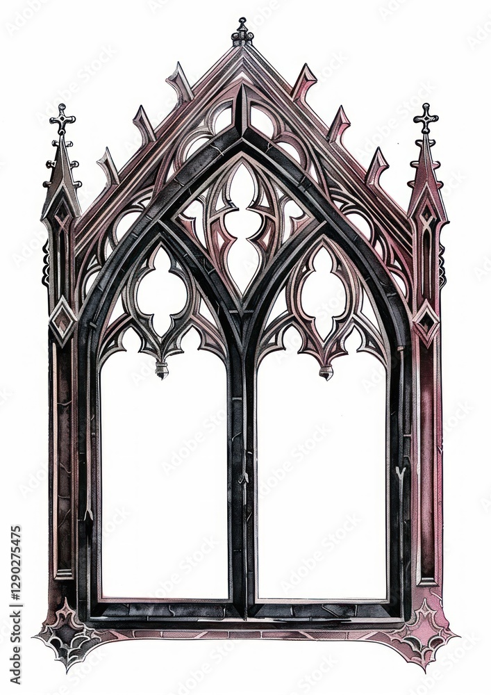 Wall mural Gothic Pentagon frame architecture illustration window.