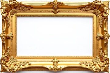 Elegant Golden Frame &ndash; Luxury Ornate Design on White Background