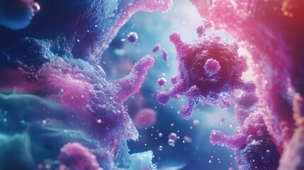 Fototapeta premium A scientific 3D rendering showcasing cancer cell division and tumor growth