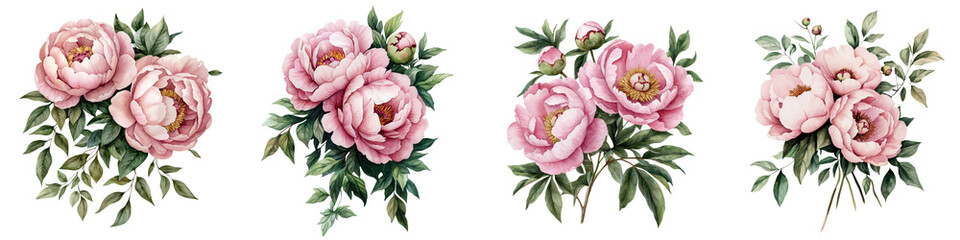 Obraz premium Elegant and romantic pink peony and rose floral arrangements showcased in beautiful vintage style botanical Delicate lush and vibrant floral bouquets with soft petals and greenery perfect for nature