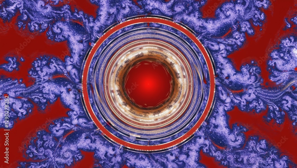 Poster abstract circular design on red background