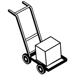 Hand truck with post package vector art illustration