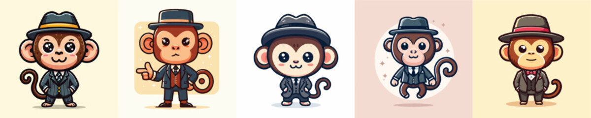 monkey vector wearing suit and hat