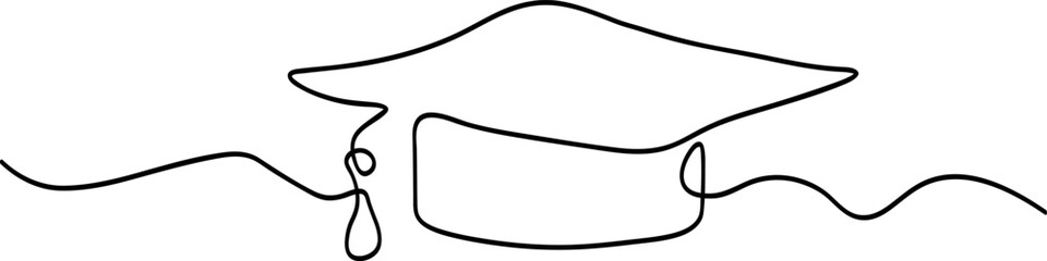 Graduation Cap Continuous Line Art Vector Graphic