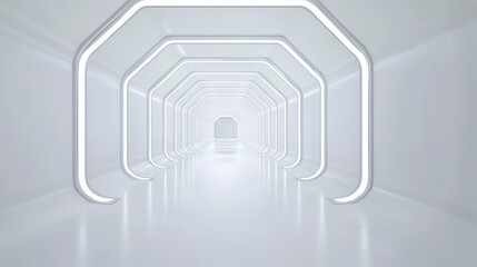A seamless futuristic tunnel with precision-designed hexagonal frames