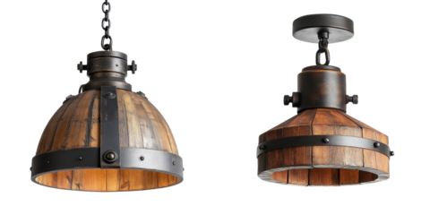 Rustic Wooden Pendant Lights with Metal Accents in Modern Design