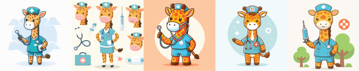 cute giraffe vector in nurse costume © Jefri Syahputra BKL