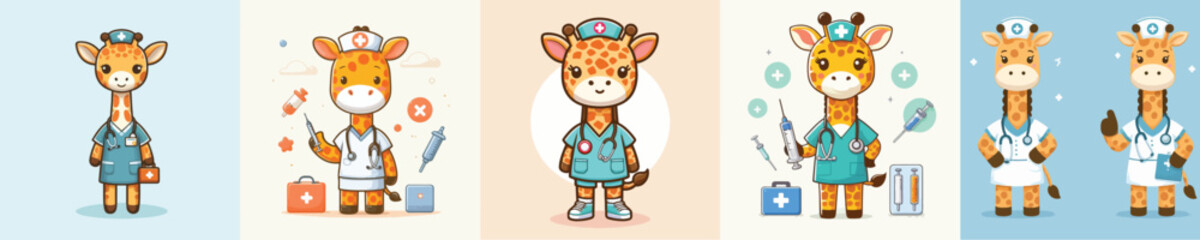 cute giraffe vector in nurse costume © Jefri Syahputra BKL