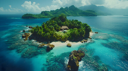 Fototapeta premium Tropical Island Paradise Aerial View