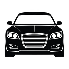black car icon illustration white background.