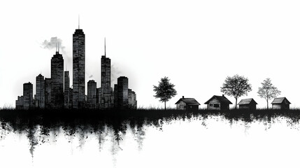 Obraz premium Urban vs. rural skyline contrast
