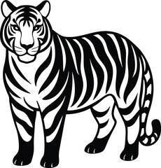  Tiger line art silhouette vector illustration