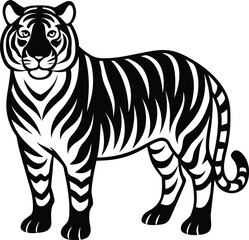  Tiger line art silhouette vector illustration