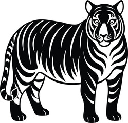  Tiger line art silhouette vector illustration