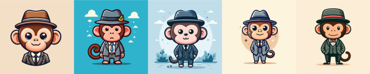 monkey vector wearing suit and hat