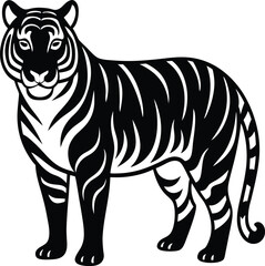  Tiger line art silhouette vector illustration