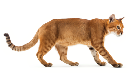 A graceful feline walking through a lush green landscape, showcasing its agility