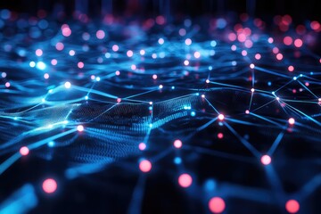 A futuristic digital matrix with interconnected nodes, symbolizing data flow and AI-driven analytics.