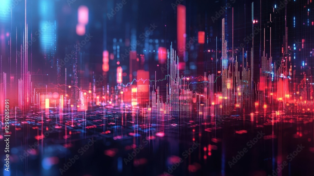 Poster dynamic data visualization digital realm graphic art futuristic environment abstract concept