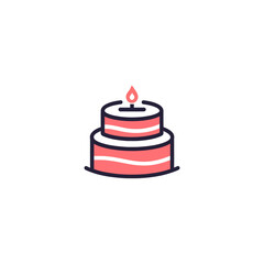 A charming cake logo with a candle on top, representing celebration and joy