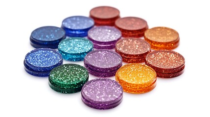 Colorful Glitter Buttons on White