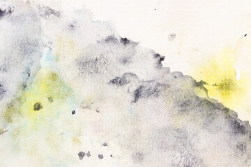 Abstract Watercolor texture background.  Painting Template grey yellow colors. Copy space. Abstract wall art.