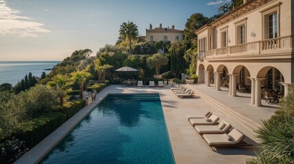 Obraz premium Private terraces overlooking the Mediterranean 