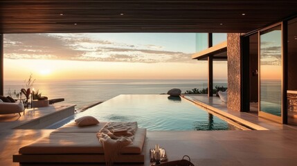 Luxurious living in a coastal villa with panoramic vistas. 