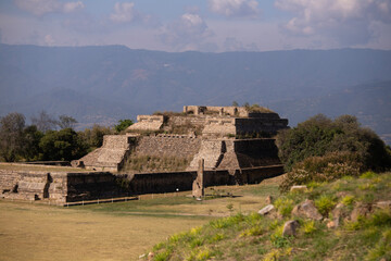 Ancient archaeological ruins of Monte Alban in the Oaxaca region of Mexico. Ancient capital of the...
