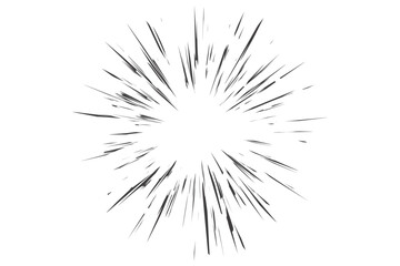 Speed lines effect for comic and manga books. Radial cartoon burst and concentric bomb explosion. Scream and shout motion. Vector abstract roar sound.