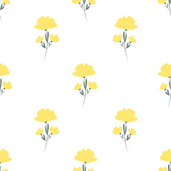 Seamless floral pattern with yellow flowers