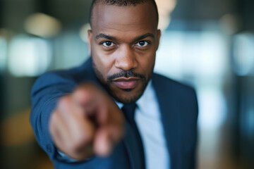 Obraz premium African American businessman pointing at camera