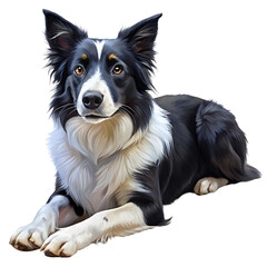 Fototapeta premium Adorable Black and White Border Collie Dog Portrait Pet Art Cute Loyal Happy 