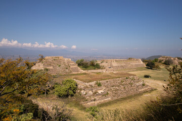 Ancient archaeological ruins of Monte Alban in the Oaxaca region of Mexico. Ancient capital of the Zapotecs and one of the first cities in Mesoamerica.