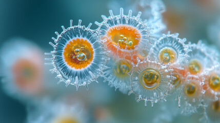 Obraz premium Vibrant underwater scene showcasing intricate coral polyps in their natural habitat during daylight hours