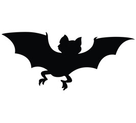Cute cartoon hand drawn vector bat silhouette.