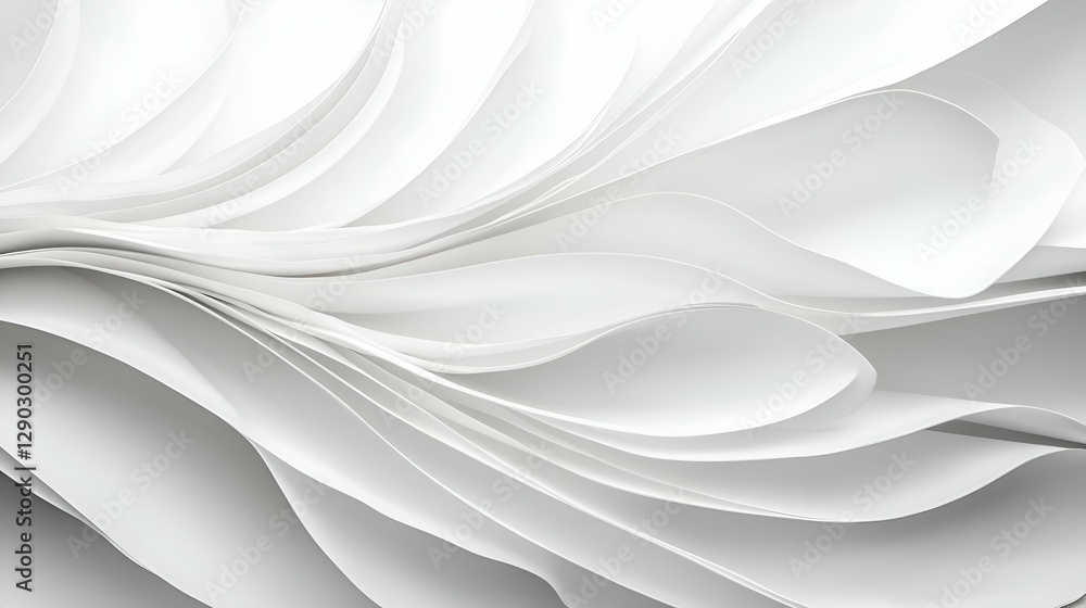 Poster abstract white paper texture with soft curves and layers