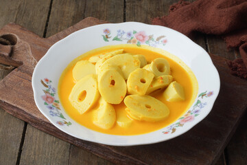 Traditional Malaysian Dish Masak Lemak Rebung with Creamy Coconut Gravy and Tender Bamboo