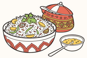 Biryani food silhouette vector illustration