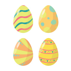 Set of colored Easter eggs on white background. Concept for Easter holiday. Decor. Happy Easter.