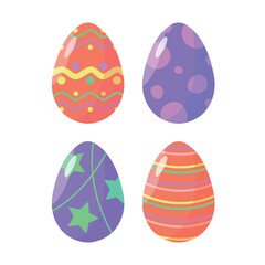 Set of Easter eggs icons with patterns for Easter. Easter decoration concept. Happy Easter.