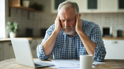 Retirement financial stress in a minimalist study. Featuring worry and reflection