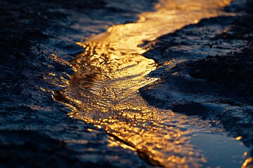 Golden Stream in Nature's Embrace