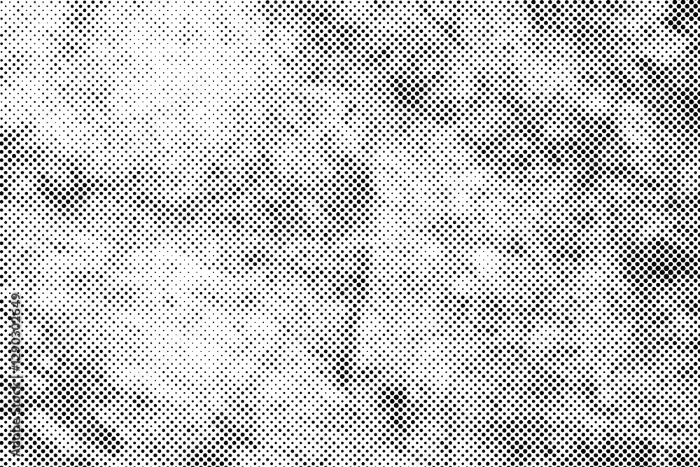 Poster black dots pattern abstract halftone texture on white background.