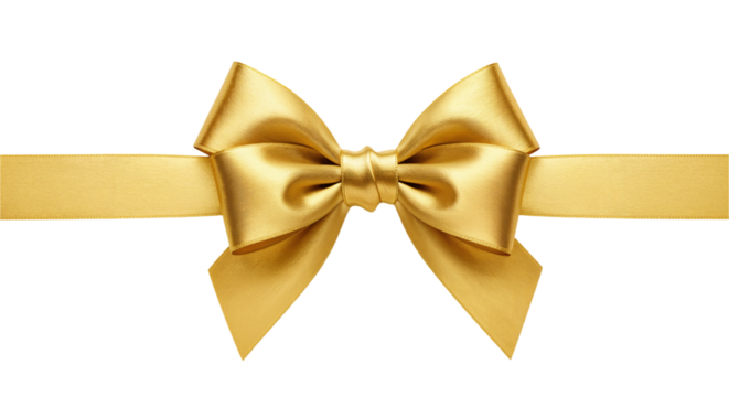 Gold Bow tie isolated on transparent background, bow-tie PNG
