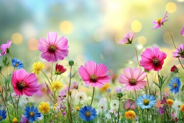 Fototapeta premium Spring flowers nature wildflower background.
